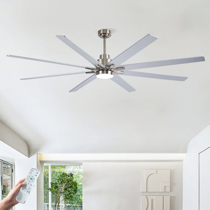 84" Nickel 8-Blade Ceiling Fan with Dimmable LED - view 8