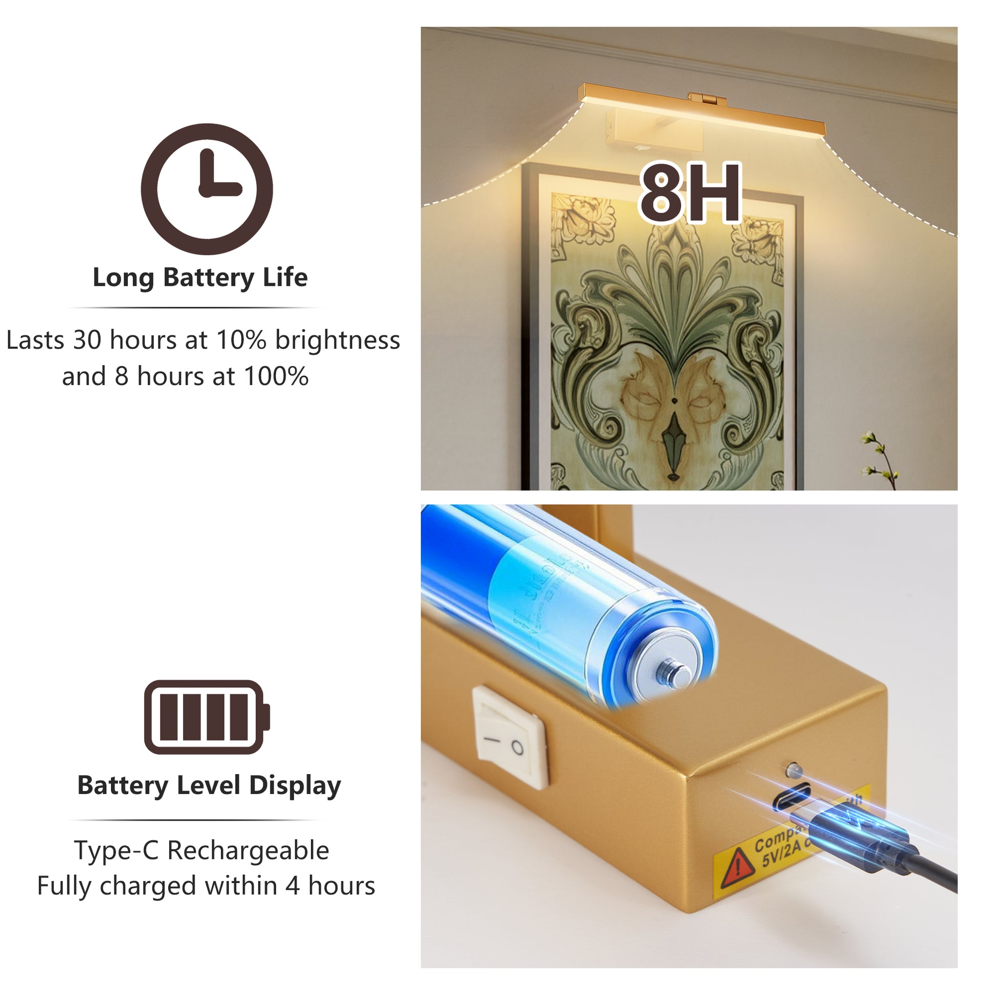 16" Modern Gold Dimmable LED Vanity Light - view 6