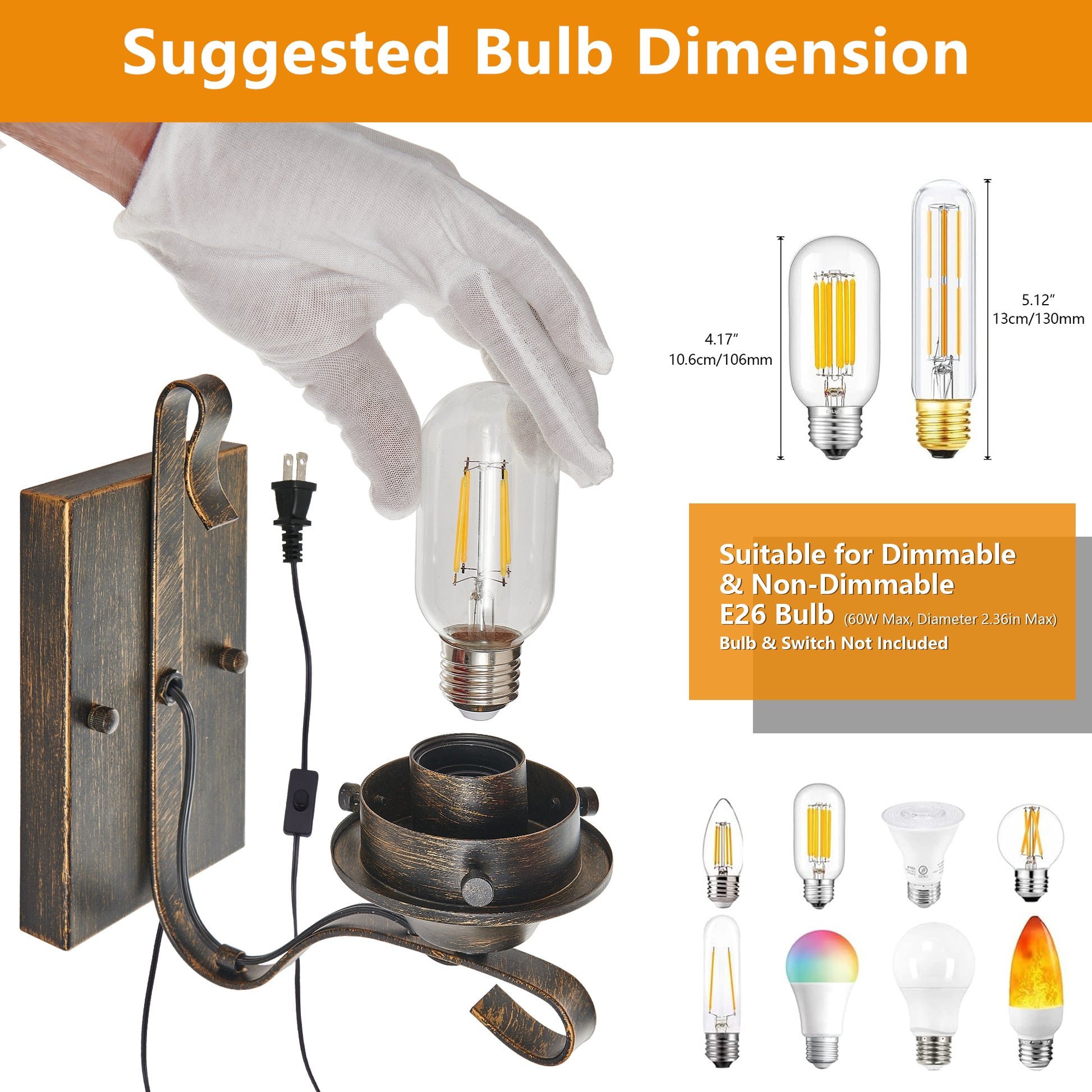 Black & Gold Farmhouse Plug-In Wall Sconce, Set of 2 - view 8