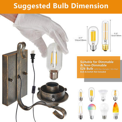 Black & Gold Farmhouse Plug-In Wall Sconce, Set of 2 - view 8