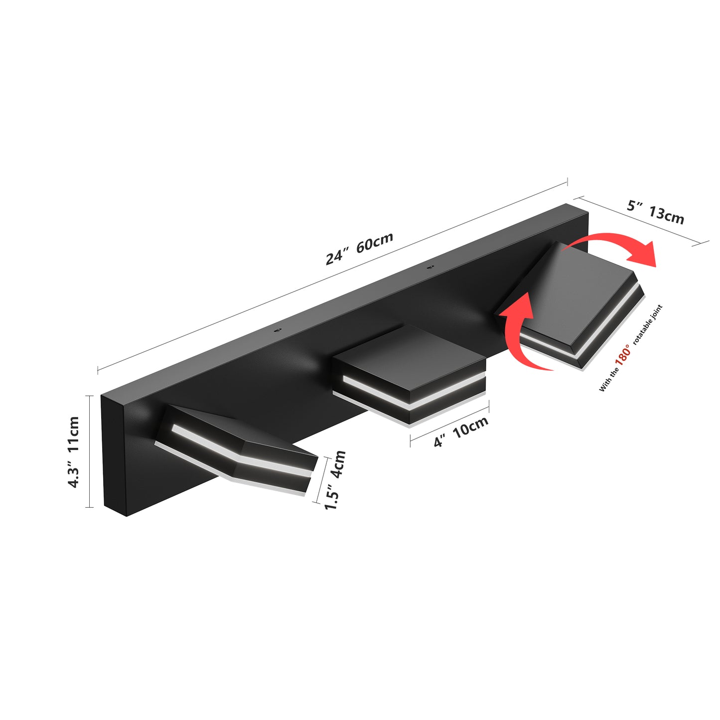 3-Light Black Minimalist LED Vanity Light - view 7
