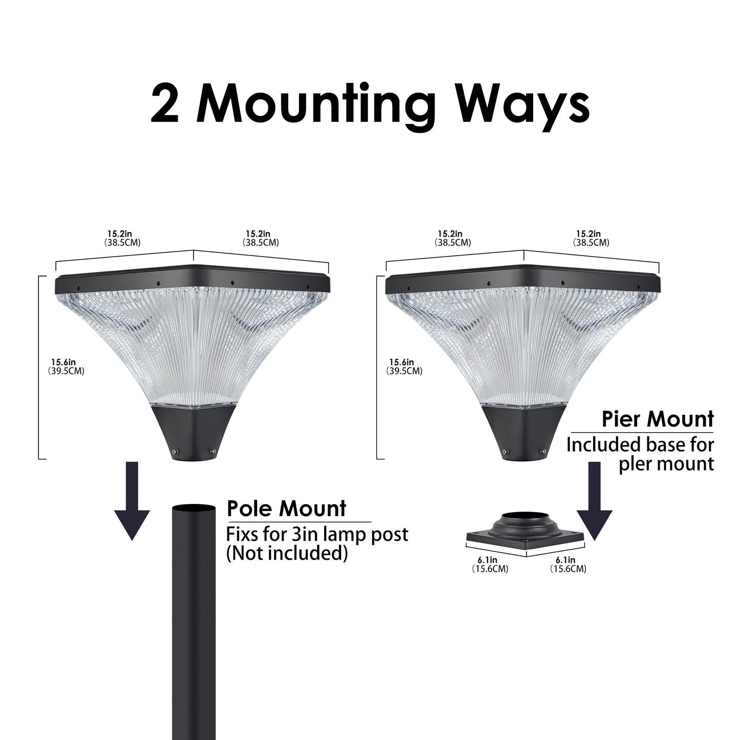 15" Black LED Outdoor Post Light with Remote - view 8