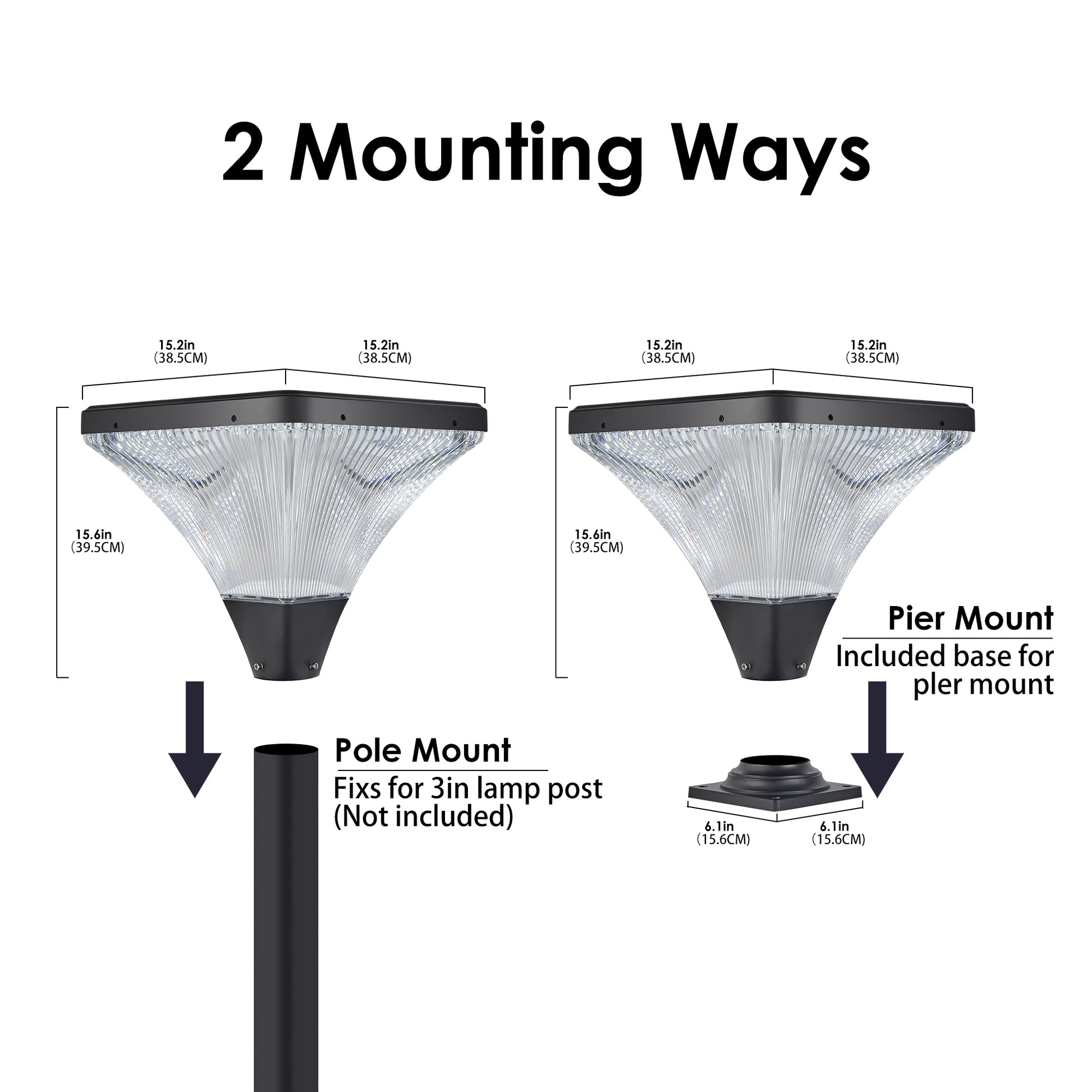 15" Black LED Outdoor Post Light with Remote - view 8