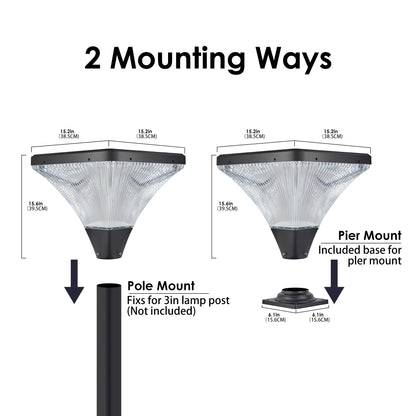 15" Black LED Outdoor Post Light with Remote - view 8