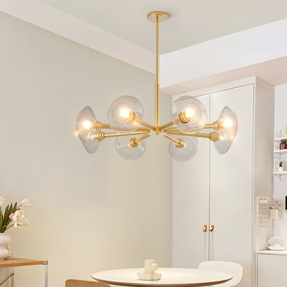 36" 8-Light Gold Sputnik Chandelier with Clear Glass - view 6