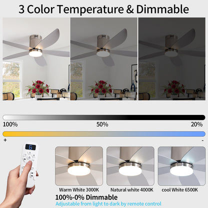 52" Silver 5-Blade Ceiling Fan with Remote - view 9