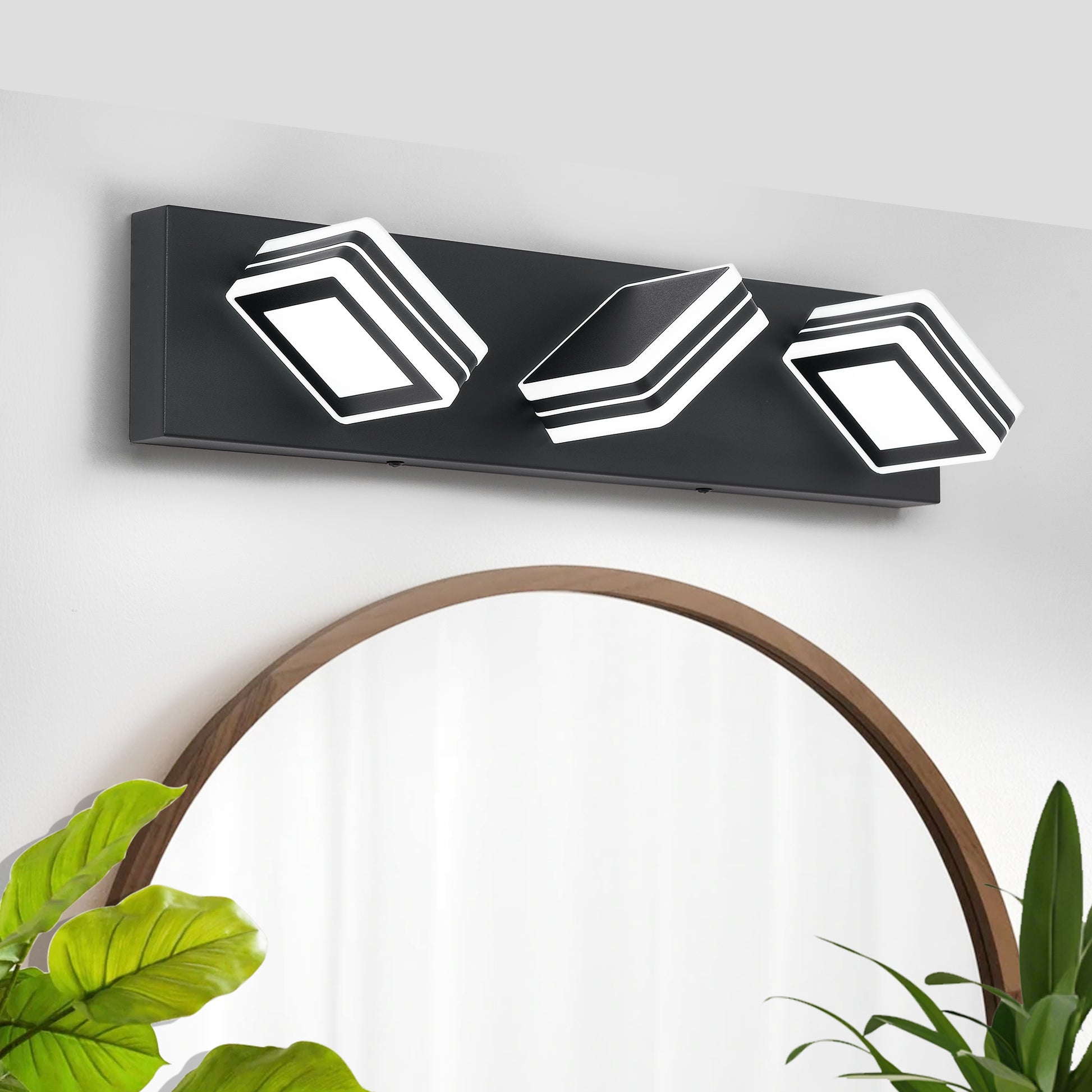 3-Light Matte Black Up & Down LED Vanity Wall Light