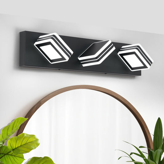 3-Light Matte Black Up & Down LED Vanity Wall Light
