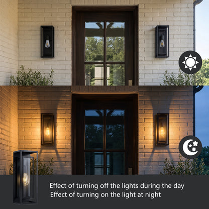18" Black Outdoor Wall Lantern with Clear Glass, Set of 2 - view 6