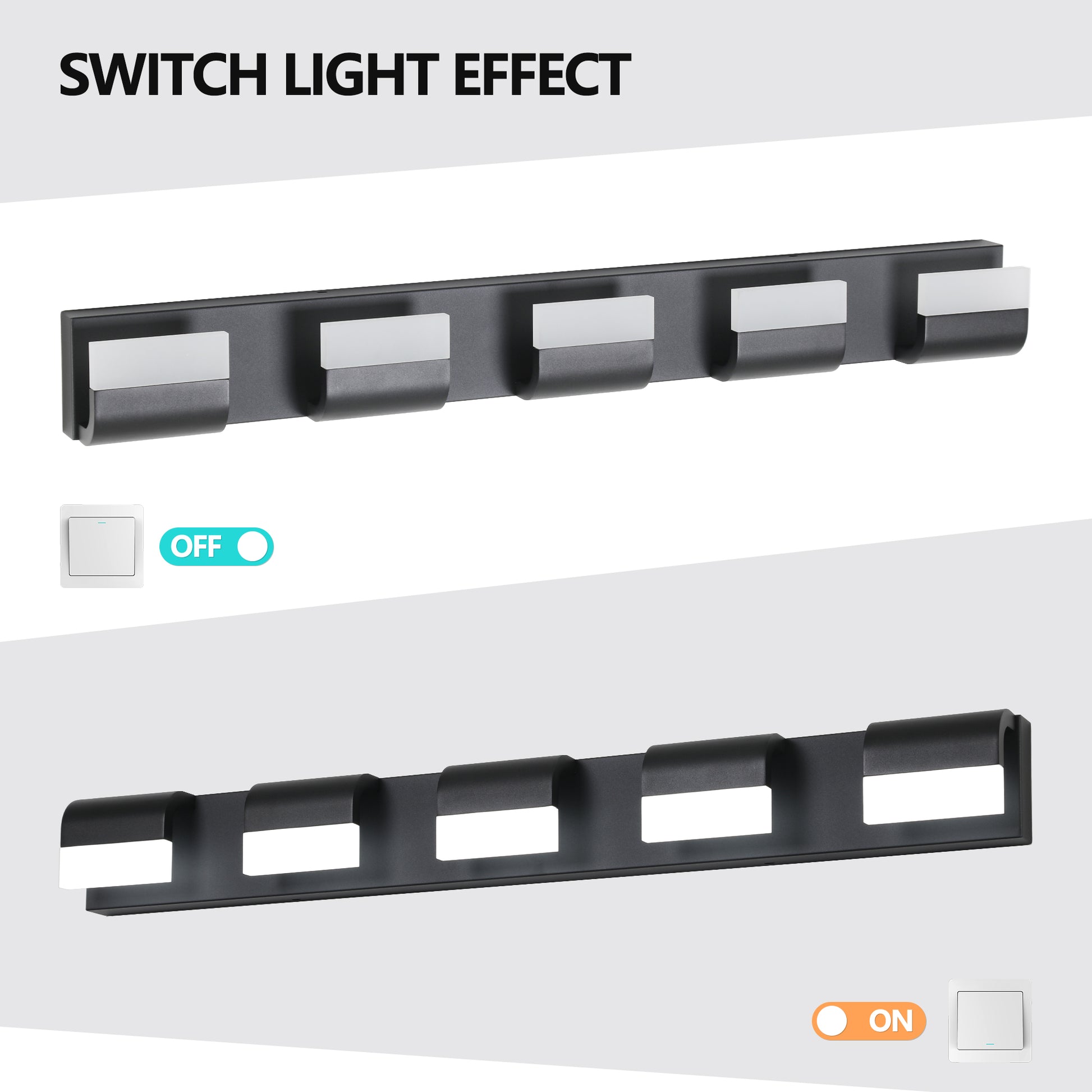 5-Light Modern Black LED Vanity Light - view 8
