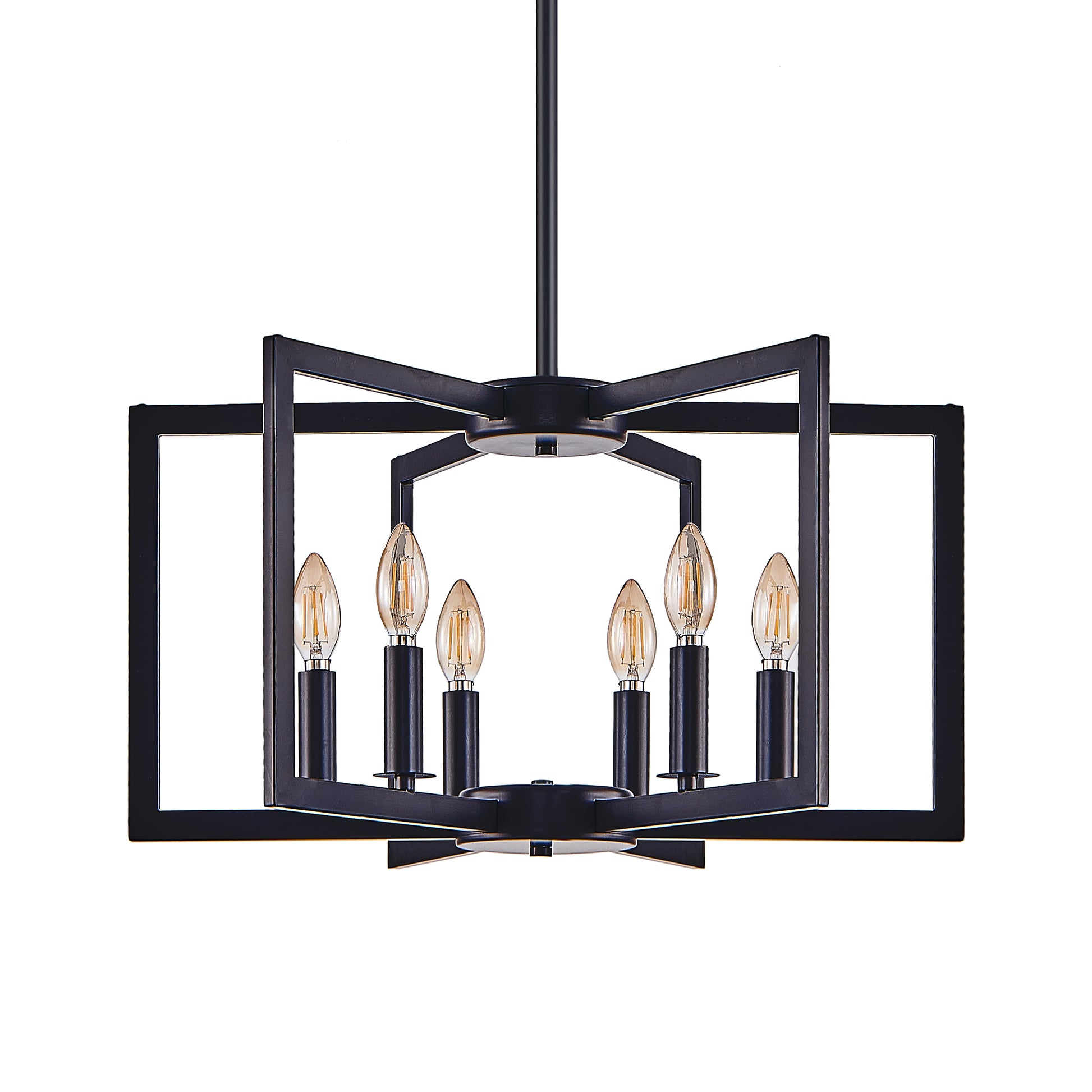 22" 6-Light Black Geometric Chandelier - view 12
