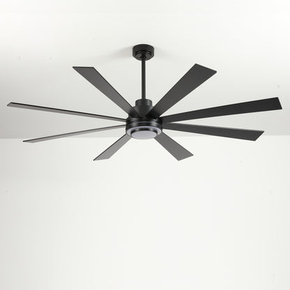 72" Matte Black 8-Blade Ceiling Fan with Dimmable LED - view 23