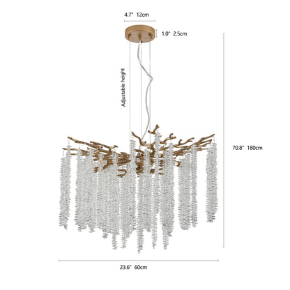 24" Gold Cascading Crystal Pendant Light - view 9