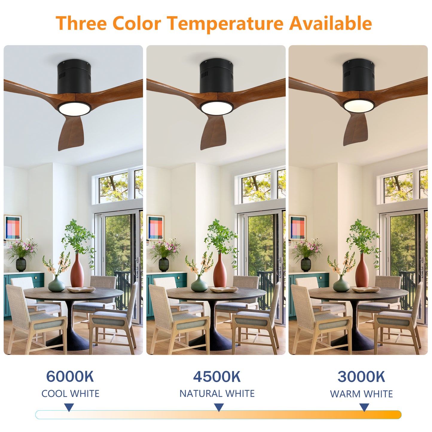 52" Matte Black & Wood Ceiling Fan with Dimmable LED - view 10
