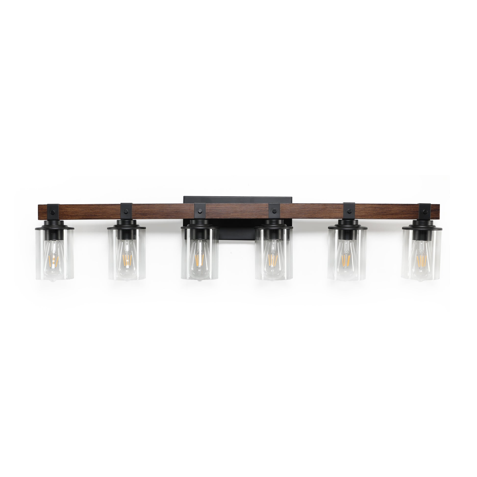 42" 6-Light Farmhouse Vanity Wall Light with Wood Accent - view 12