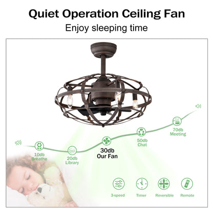 20.63" Rust Red Caged Ceiling Fan with Remote - view 11