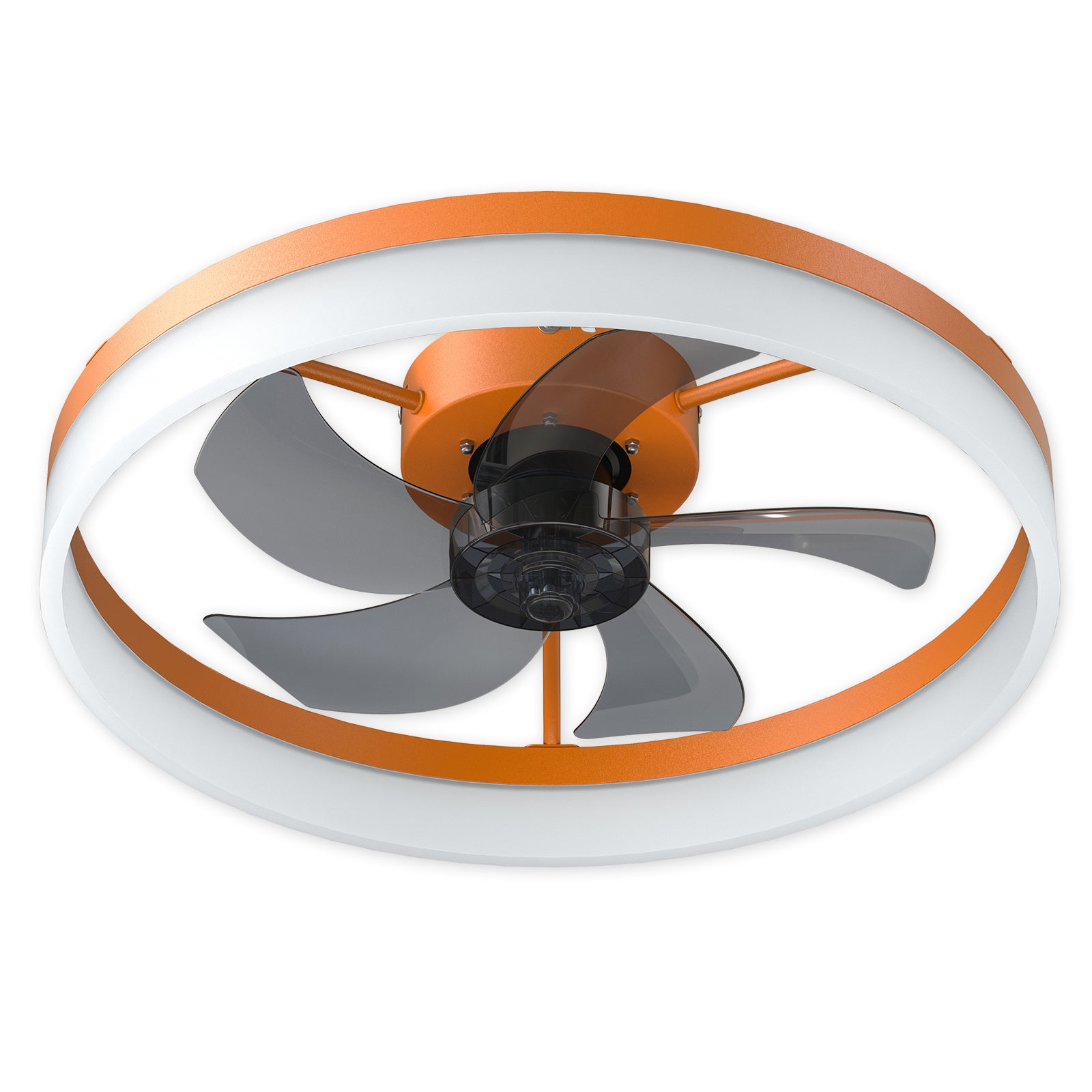 White & Orange Low Profile Ceiling Fan with Dimmable LED - view 11