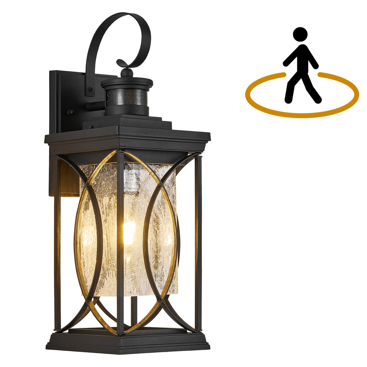 Black Motion Sensor Outdoor Wall Light