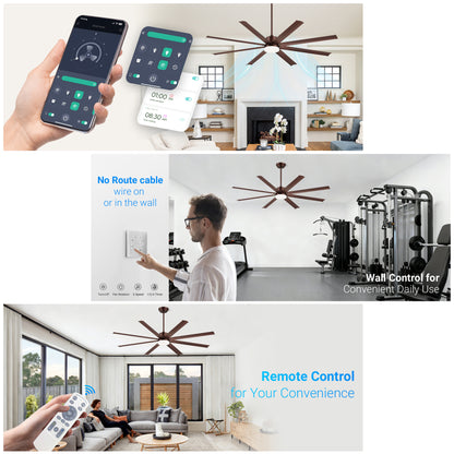 72" Industrial Coffee Ceiling Fan with Remote - view 8