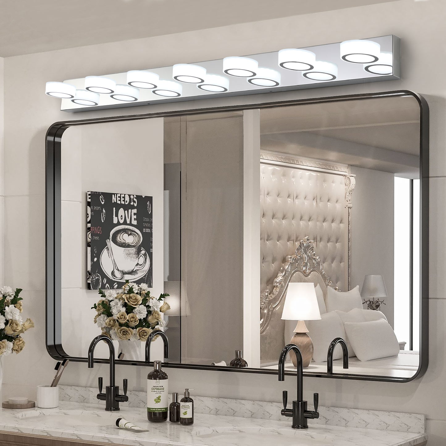 52" 7-Light Chrome Vanity Light with Dimmable LED - view 2