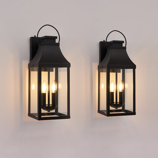 20" Black Dusk to Dawn Outdoor Wall Light, Set of 2