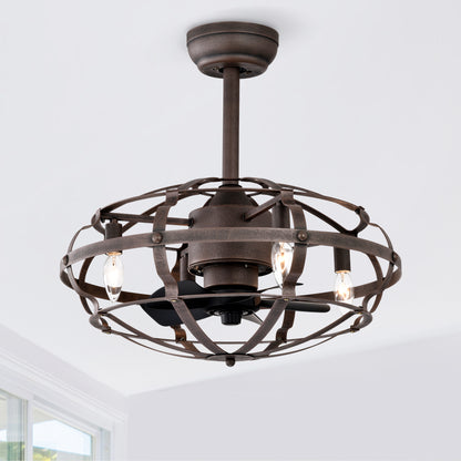 20.63" Rust Red Caged Ceiling Fan with Remote - view 5