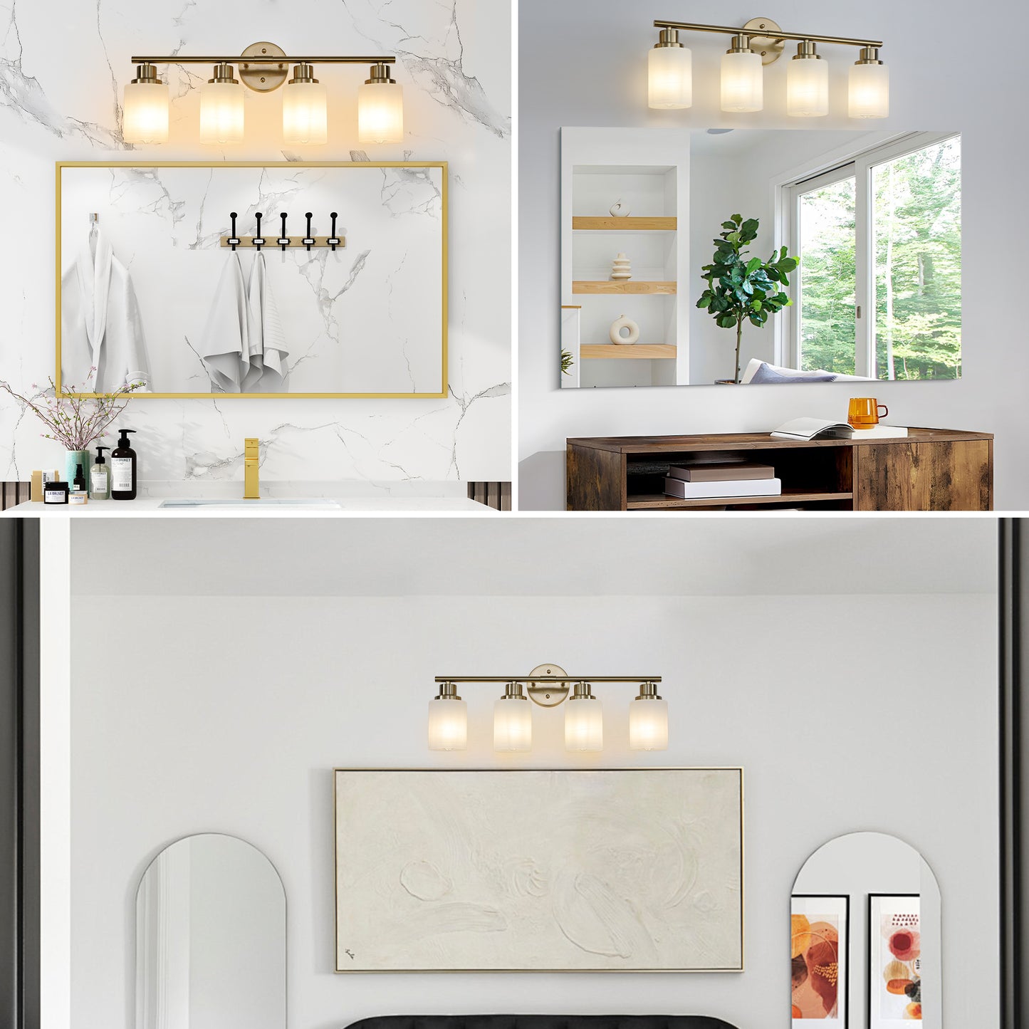 24" 4-Light Gold Vanity Light with Frosted Glass - view 5