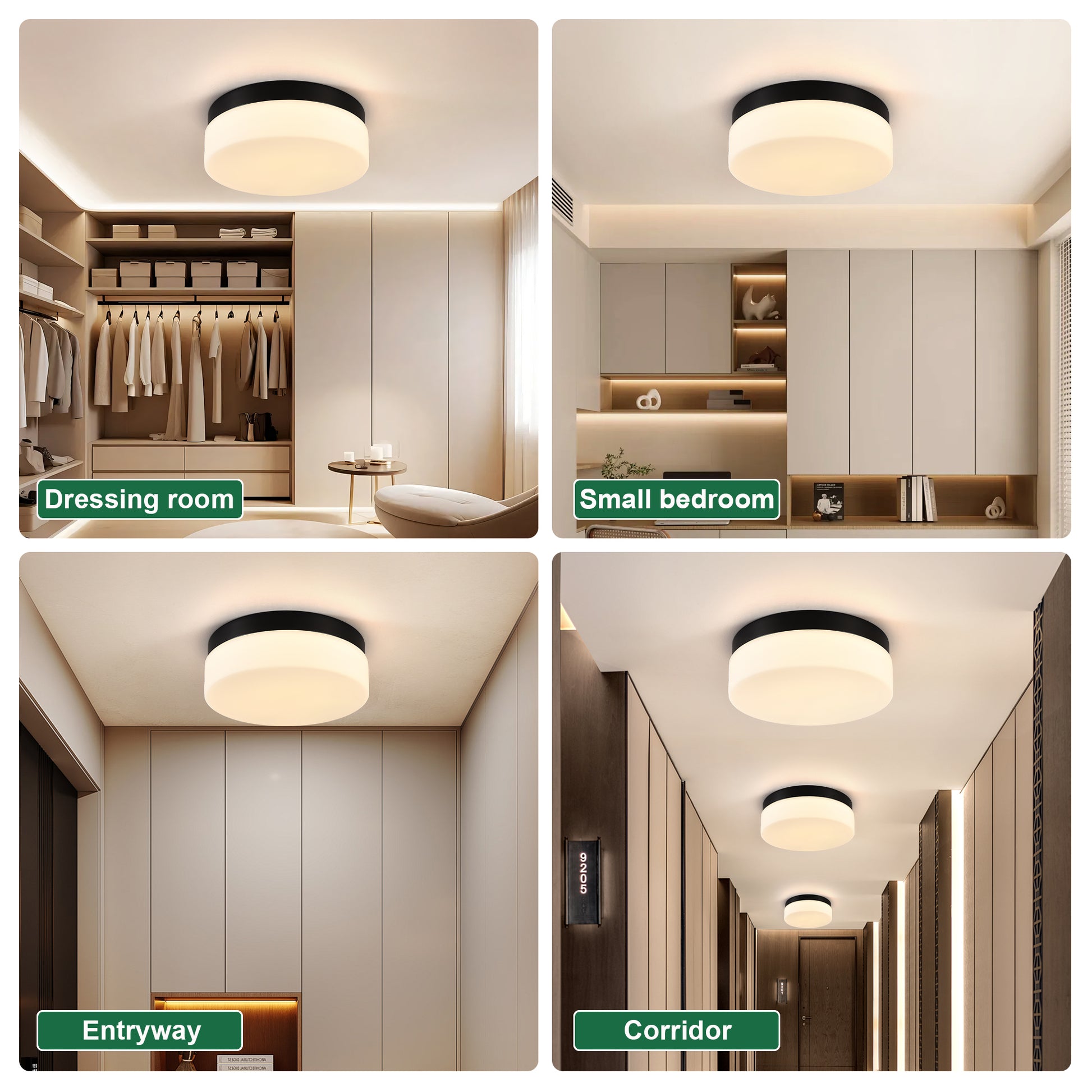 12" Black Round LED Flush Mount Ceiling Light - view 3