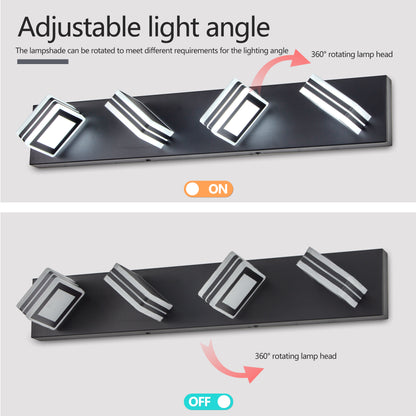 26" 4-Light Black LED Vanity Light with Acrylic Shades - view 7