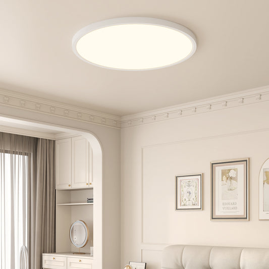 16" White Flush Mount Ceiling Light with Dimmable LED