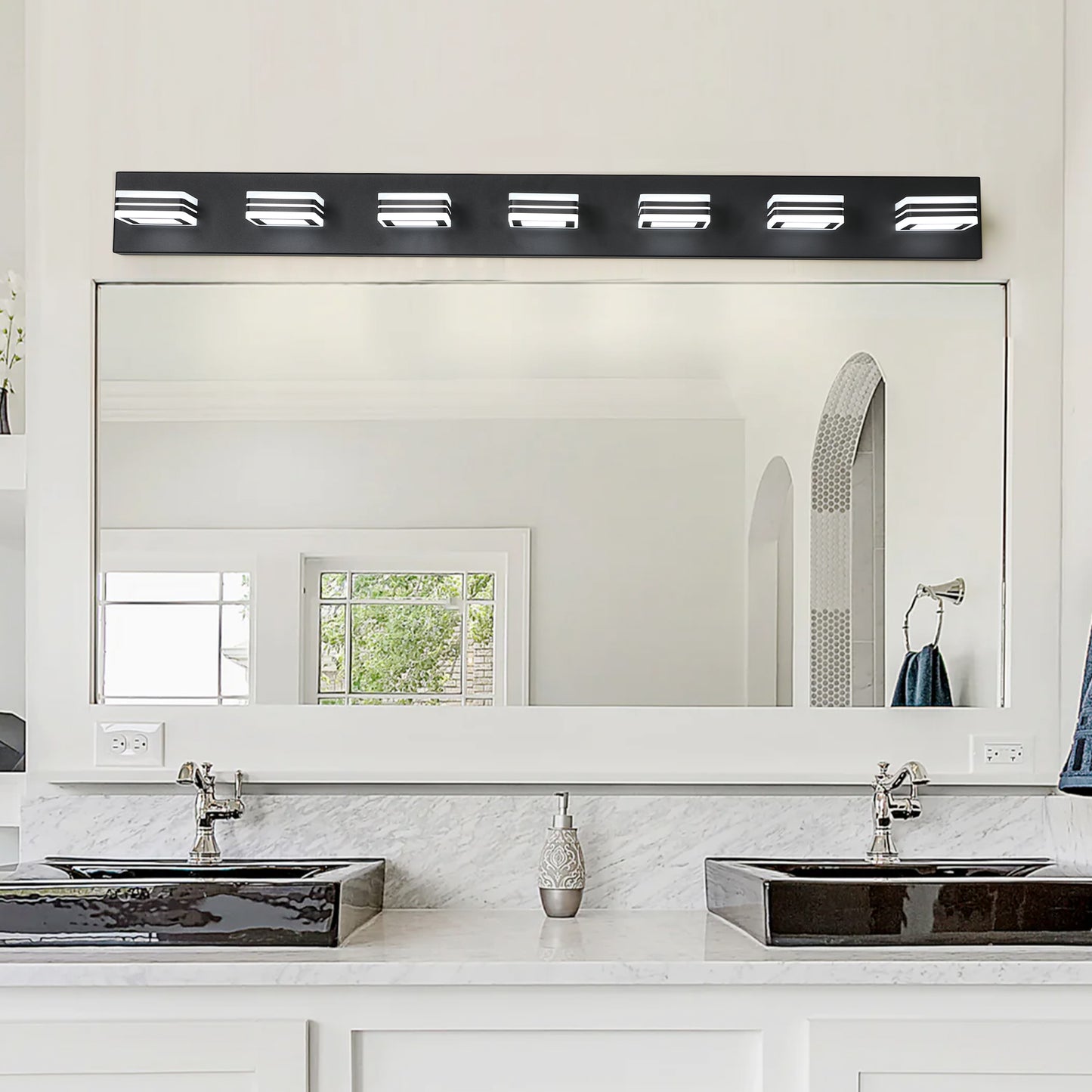 45" 7-Light Black LED Vanity Wall Light - view 2