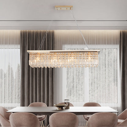 39.4" 8-Light Gold Raindrop Crystal Chandelier - view 3