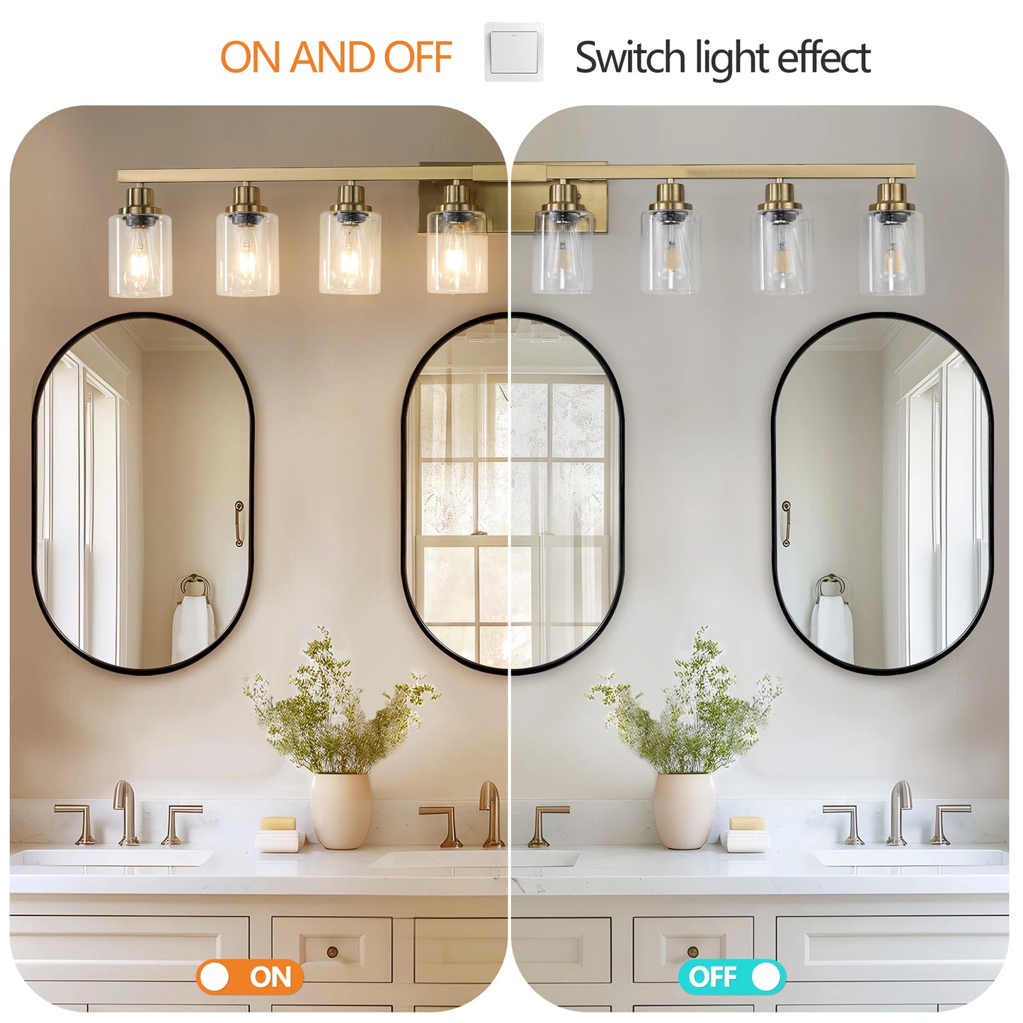 51" 8-Light Gold Vanity Light with Clear Glass - view 6