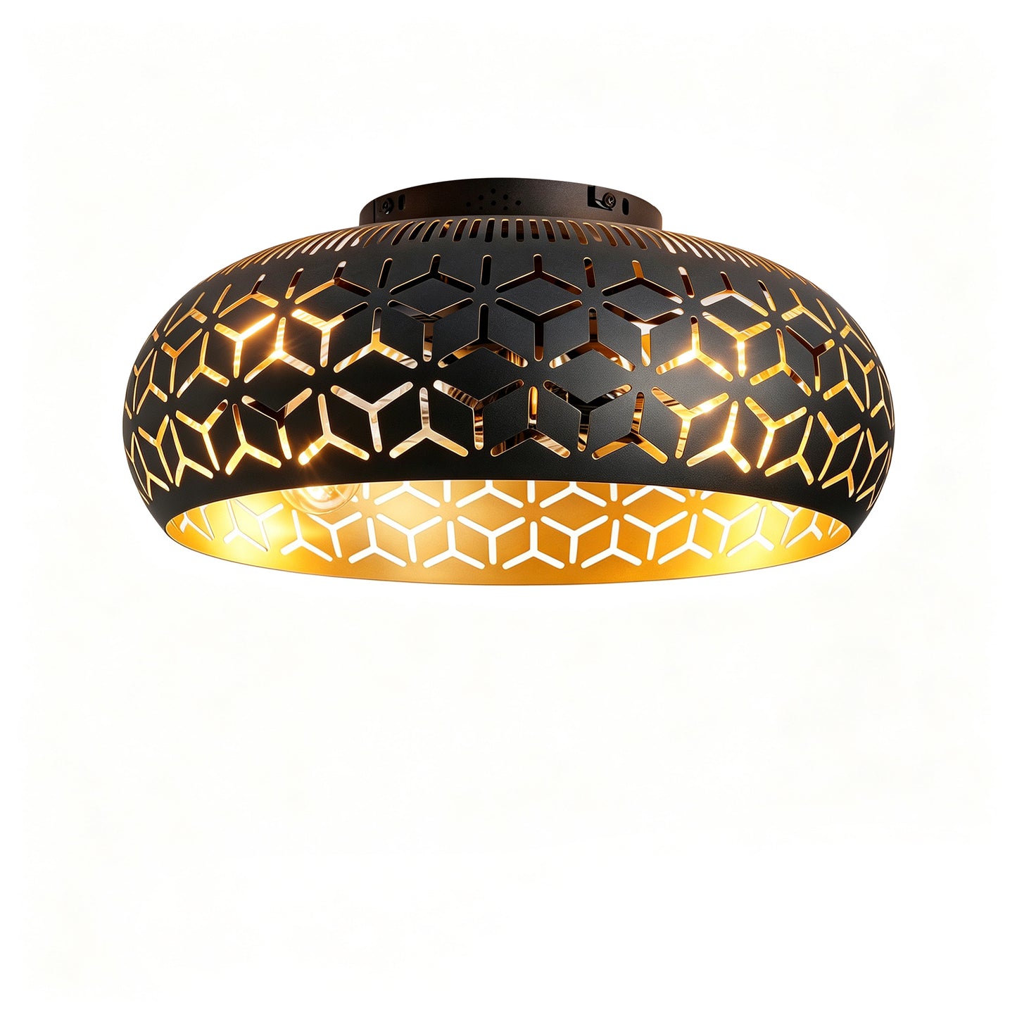 19.7" Black & Gold Caged Ceiling Fan with Remote