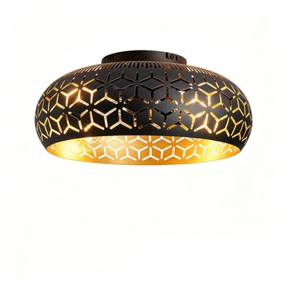 19.7" Black & Gold Caged Ceiling Fan with Remote