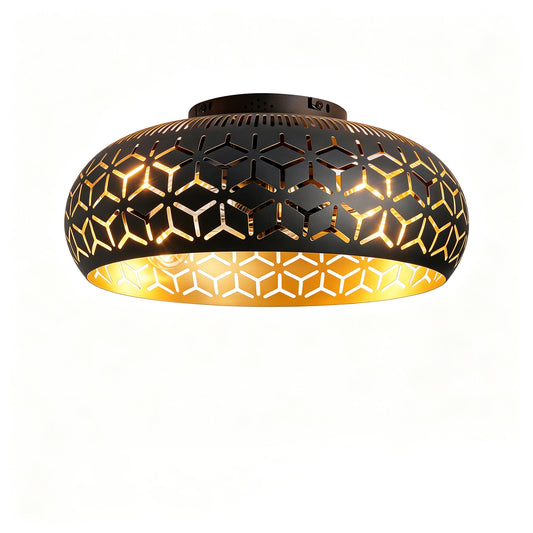 19.7" Black & Gold Caged Ceiling Fan with Remote