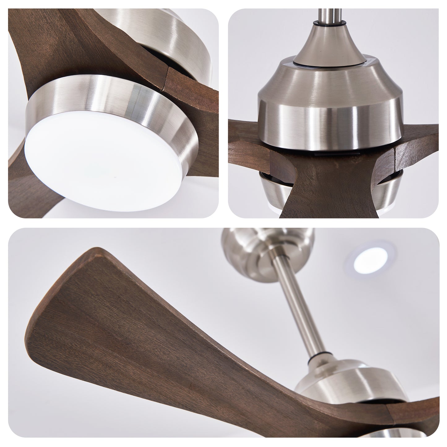 42" Nickel Solid Wood Ceiling Fan with Remote - view 15