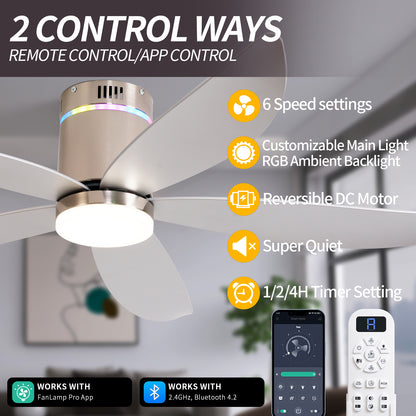 52" Silver 5-Blade Ceiling Fan with Remote - view 5