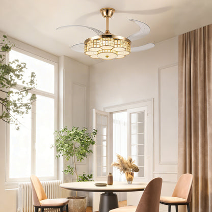48" Gold Retractable Blade Ceiling Fan with Light & Remote - view 22