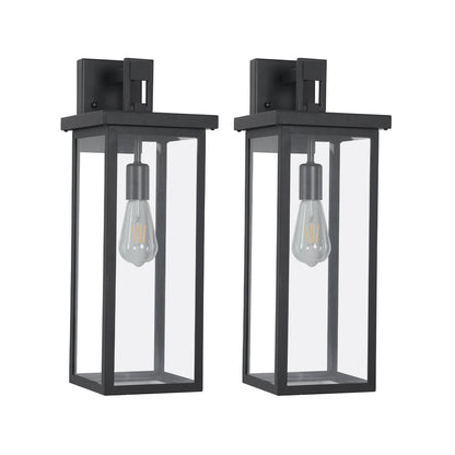 20"H Black Outdoor Wall Lantern with Clear Glass, Set of 2 - view 8
