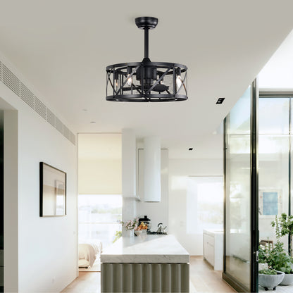 20" Matte Black Industrial Ceiling Fan with Remote - view 3