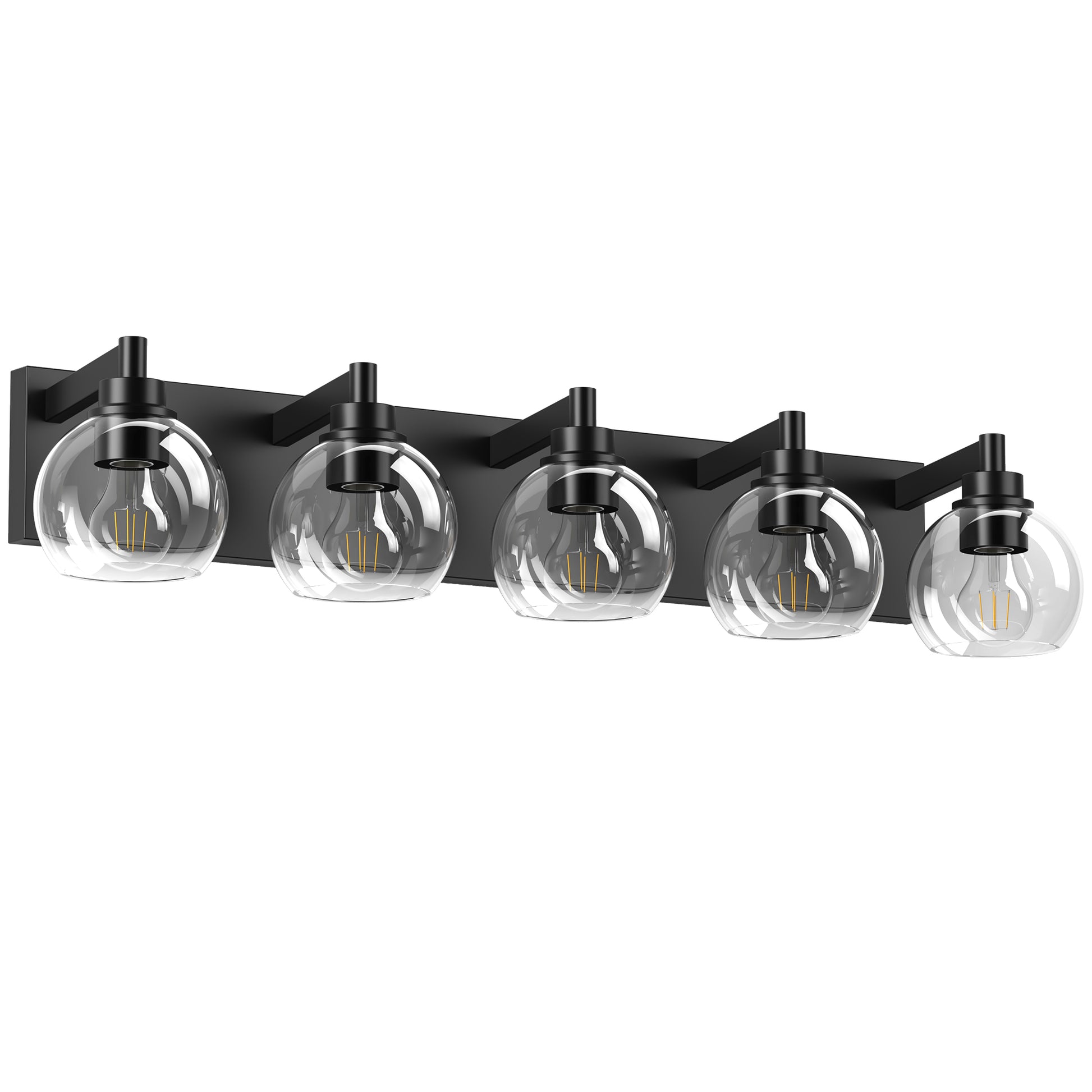 5-Light Black Vanity Light with Globe Glass Shades - view 9