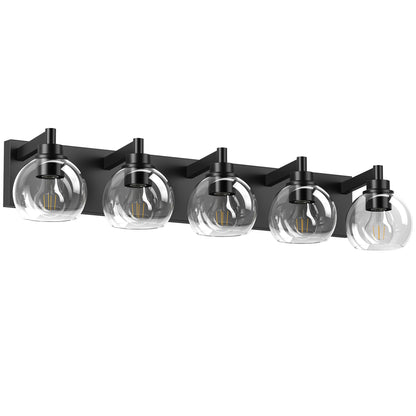 5-Light Black Vanity Light with Globe Glass Shades - view 9
