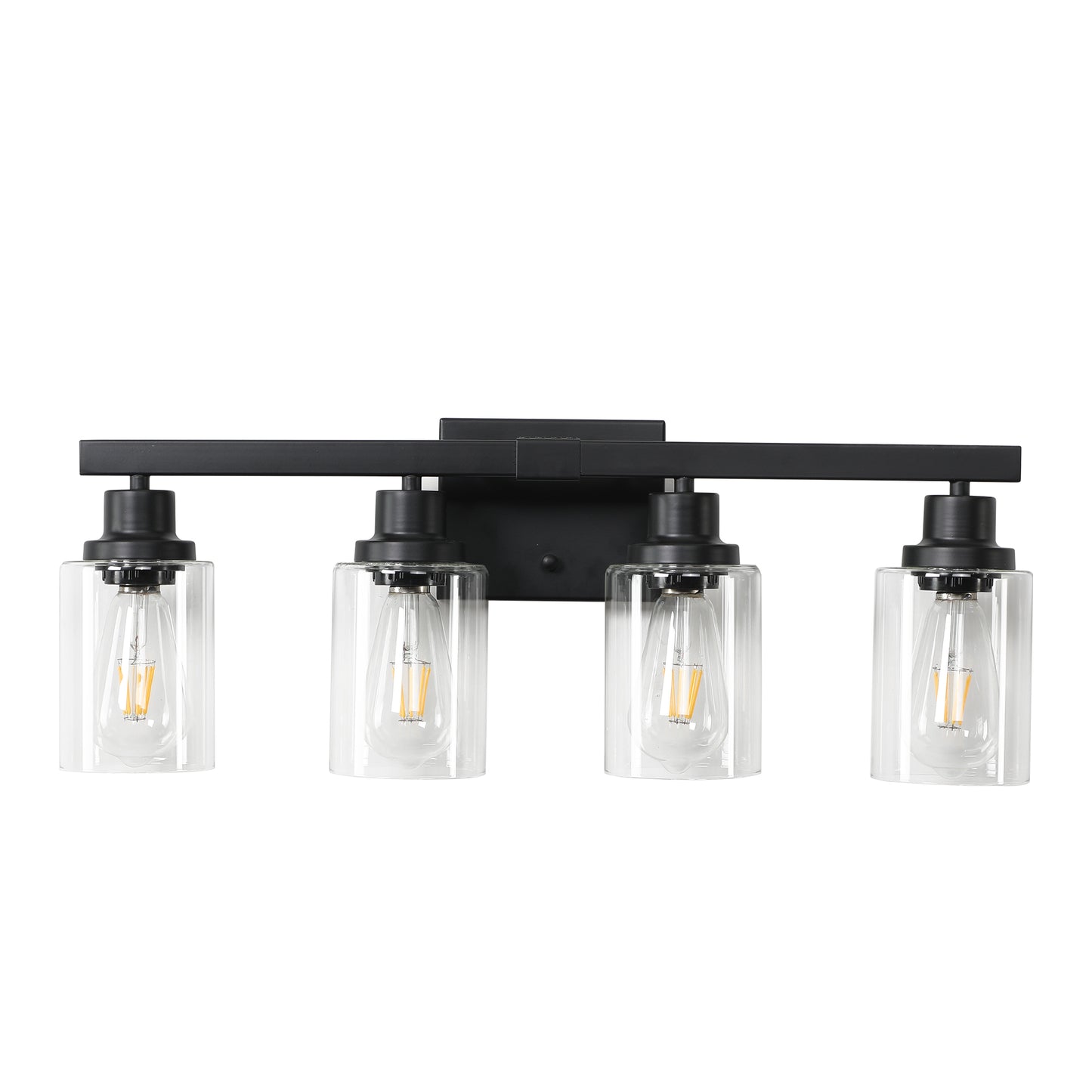 24" 4-Light Black Vanity Light with Clear Glass Shades - view 9