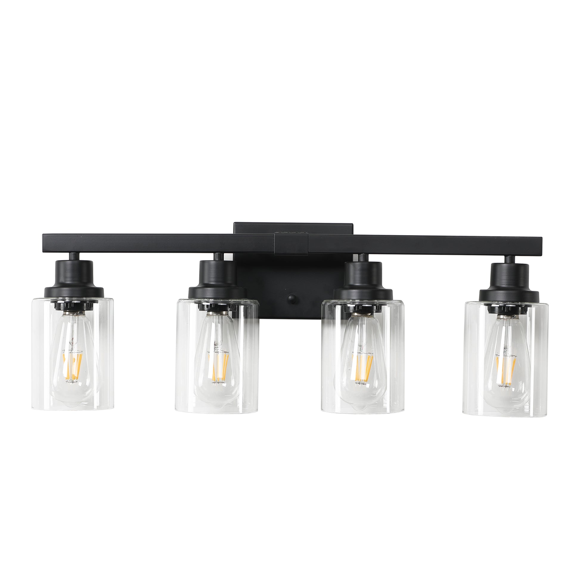 24" 4-Light Black Vanity Light with Clear Glass Shades - view 9