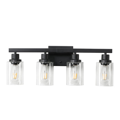24" 4-Light Black Vanity Light with Clear Glass Shades - view 9