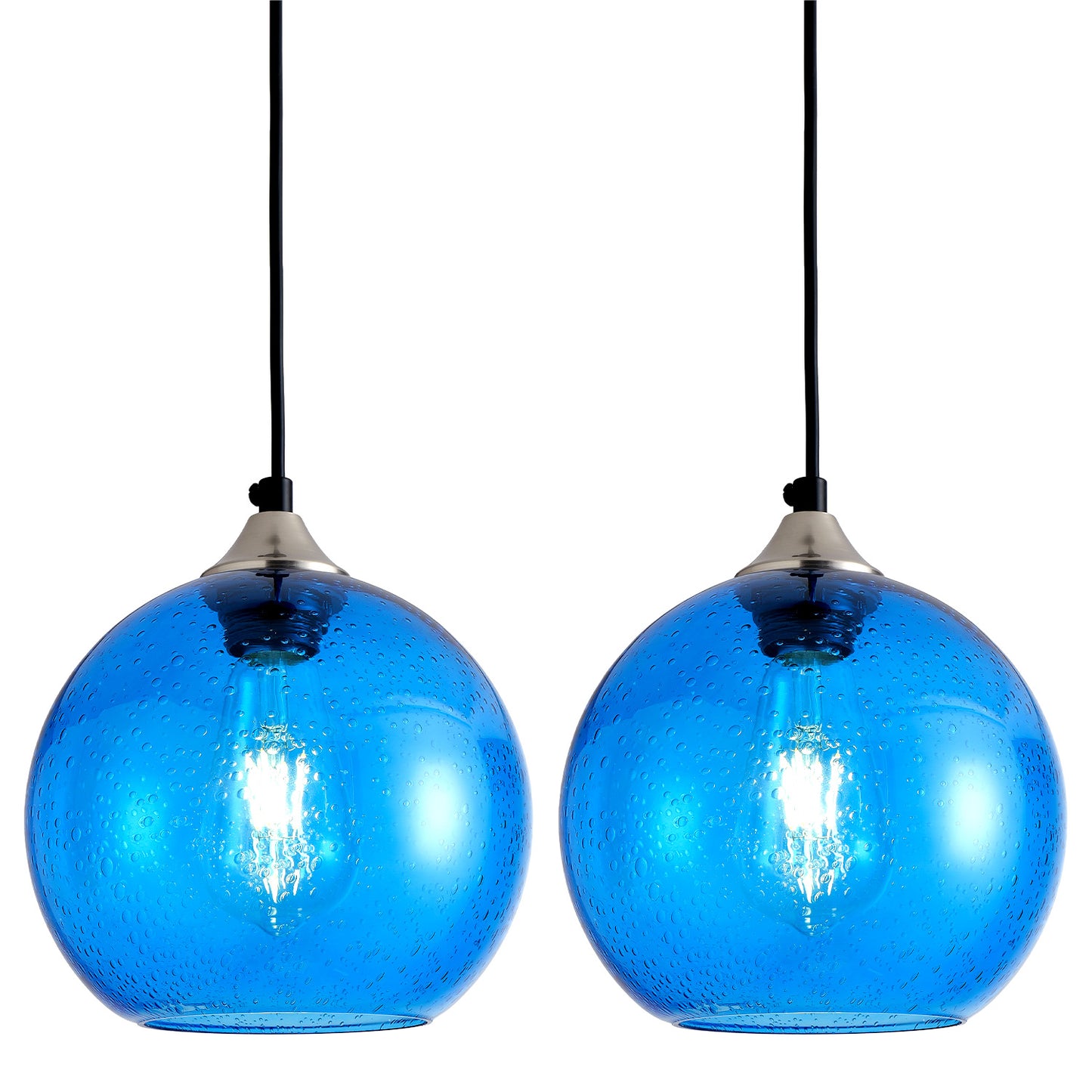 7.9" Light Blue Glass Globe Pendant Light, Set of 2 - view 9