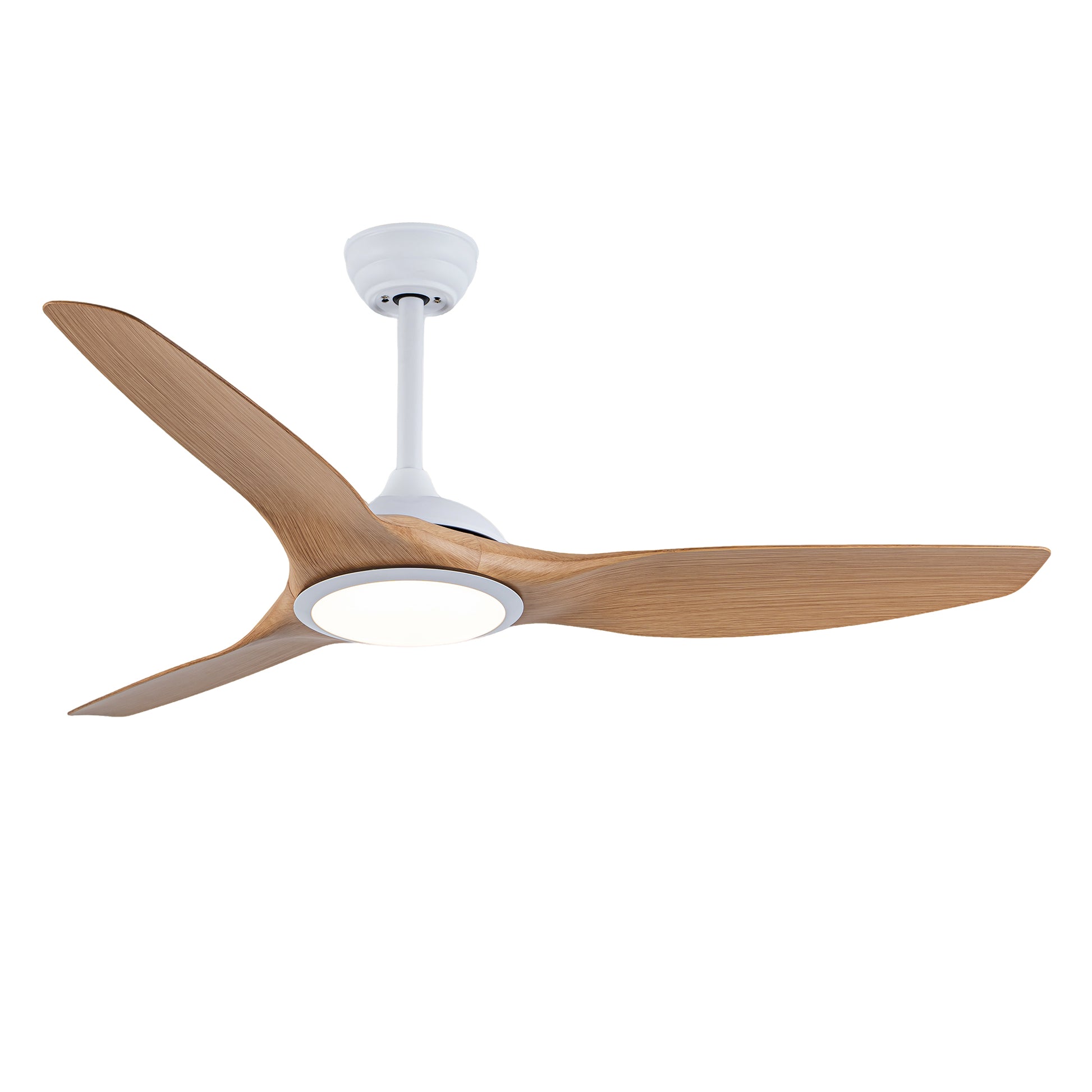 52" Matte White & Natural Wood Ceiling Fan with Remote