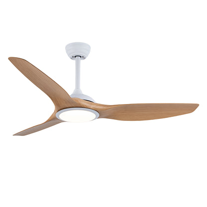 52" Matte White & Natural Wood Ceiling Fan with Remote