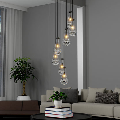 7-Light Black Adjustable Pendant Chandelier